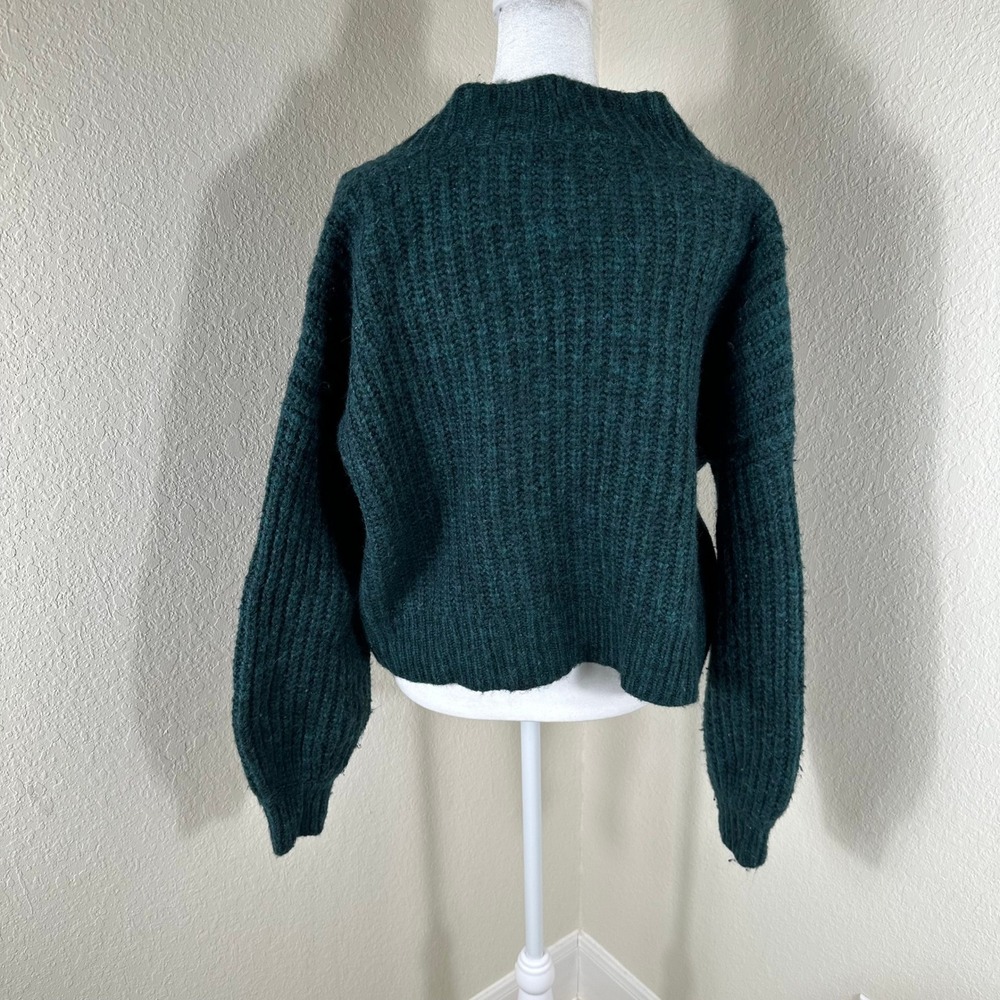 Madewell Cardigan Sweater Womens Medium Green Chunky Ribbed Knit Wool Blend - Picture 3 of 7